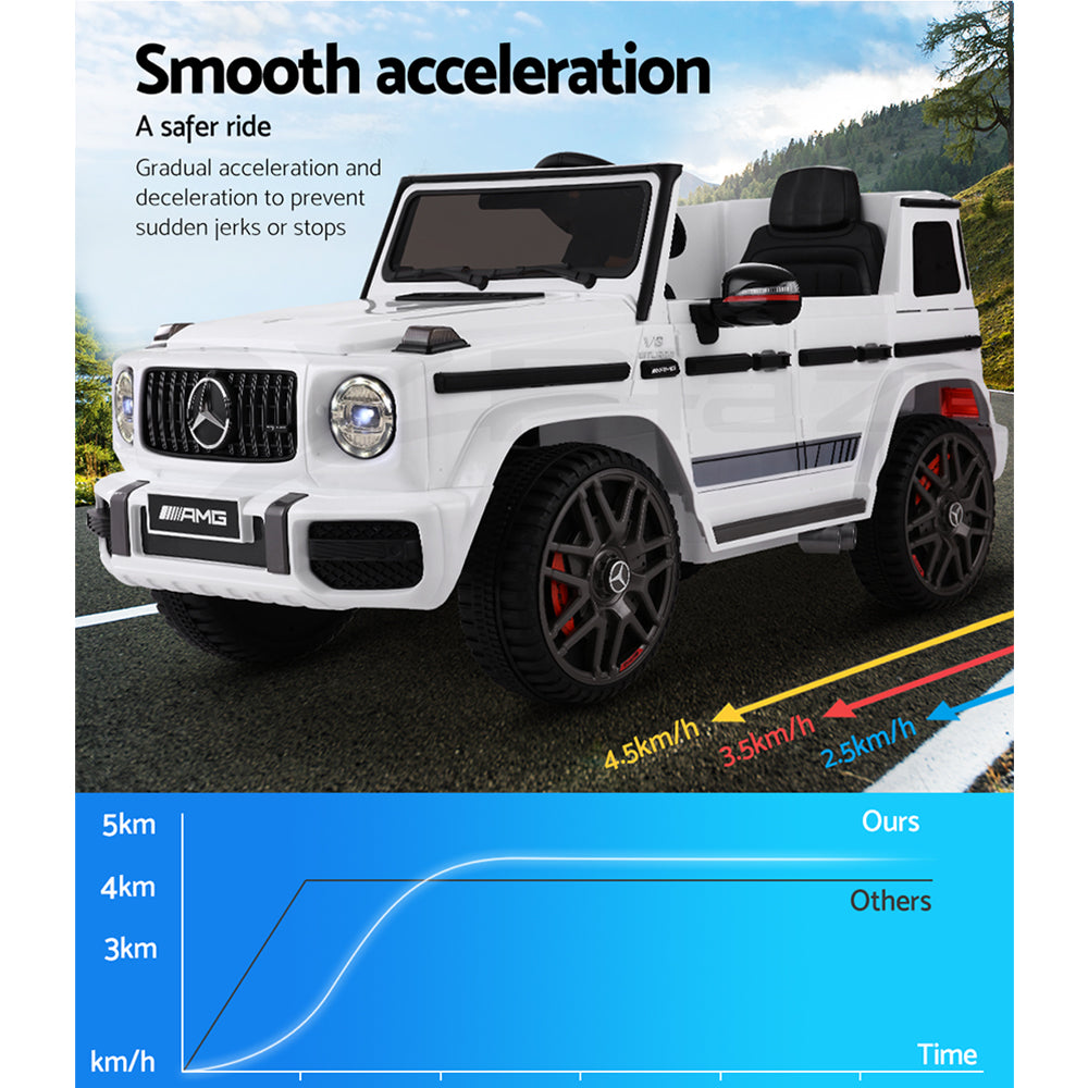 Mercedes-Benz Kids Ride On White Electric Car - AMG G63 Licensed Remote Car (12V)
